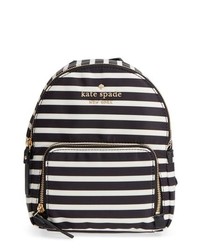 Black Horizontal Striped Nylon Backpack