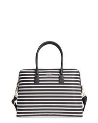 Black Horizontal Striped Nylon Tote Bag