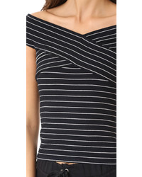 Cupcakes And Cashmere Lori Stripe Off Shoulder Wrap Top