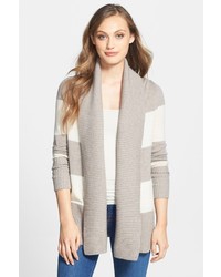 Caslon Caslon(R) Stripe Wool & Cashmere Shawl Collar Cardigan (Regular & Petite)