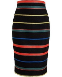 Black Horizontal Striped Pencil Skirt
