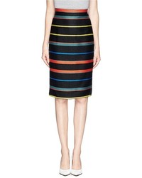 Nobrand Basket Weave Stripe Pencil Skirt