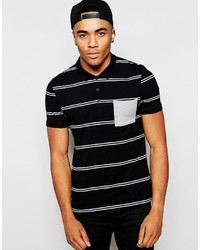Asos Muscle Stripe Polo With Contrast Pocket