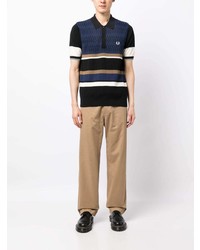 Fred Perry Piqu Knitted Striped Polo Shirt