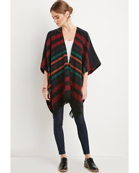 Forever 21 Striped Open Front Poncho