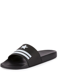 Black Horizontal Striped Rubber Sandals