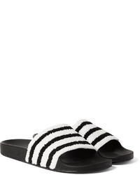 adidas Originals Adilette Striped Terry And Rubber Slides
