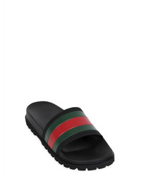 Gucci Striped Web Rubber Slide Sandals