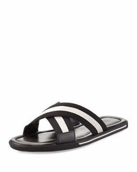 Black Horizontal Striped Sandals
