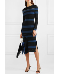 Roland Mouret Olivier Perforated Striped Stretch Knit Dress