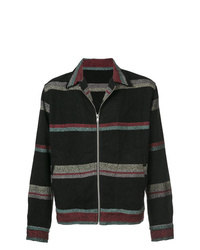 Black Horizontal Striped Shirt Jacket