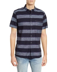 Black Horizontal Striped Short Sleeve Shirt