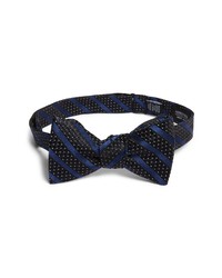 Black Horizontal Striped Silk Bow-tie