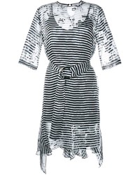 Black Horizontal Striped Silk Dress