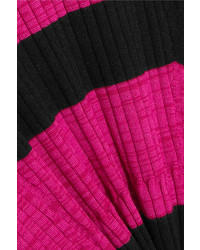 Proenza Schouler Striped Ribbed Wool Blend Midi Dress Black
