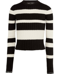 Proenza Schouler Striped Wool Silk And Cashmere Blend Sweater Black