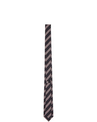 Z Zegna Black And Pink Silk Jacquard Striped Tie