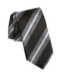 Canali Diagonal Stripe Silk Tie In Black At Nordstrom