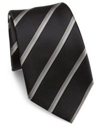 Armani Collezioni Striped Woven Jacquard Silk Tie