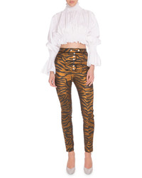 Kenzo Metallic Tiger Stripe High Rise Pants Blackgold