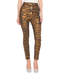 Kenzo Metallic Tiger Stripe High Rise Pants Blackgold