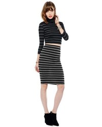 Black Horizontal Striped Skirt