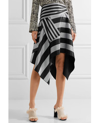 Proenza Schouler Asymmetric Striped Jacquard Skirt Black