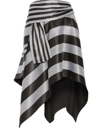Proenza Schouler Asymmetric Striped Jacquard Skirt Black