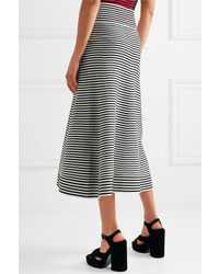 Sonia Rykiel Striped Cotton Blend Midi Skirt Black
