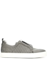 Black Horizontal Striped Slip-on Sneakers