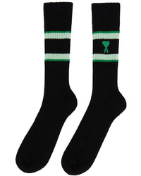 AMI Alexandre Mattiussi Black Green Ami De Cur Striped Socks