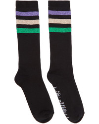 Palm Angels Black Lurex Stripes Socks