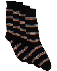 Paul Smith Three Pack Black Stripe Socks