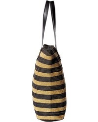 San Diego Hat Company Bsb1558 Braid Gold Stripe Tote Bag With Interior Sippered Pocket Tote Handbags