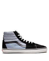 Black Horizontal Striped Suede High Top Sneakers