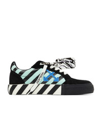 Off-White Black And Green Vulcanized Diagonal Print Sneakers