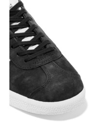 adidas Originals Gazelle Faded Suede And Textured Leather Sneakers Black