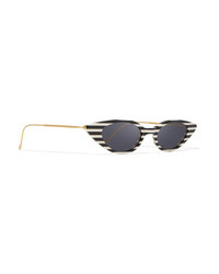 Illesteva Marianne Cat Eye Striped Acetate And Gold Tone Sunglasses