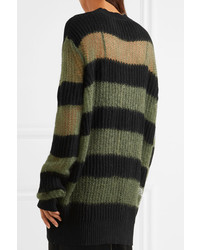 MCQ Alexander Ueen Oversized Striped Wool Blend Sweater Black