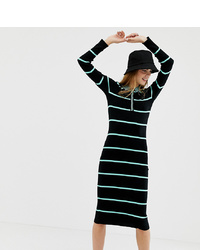 Collusion Knitted Midi Dress In Stripe