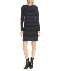 Allude Stripe Wool Cashmere Sweater Dress