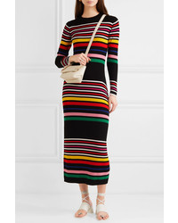 Paper London Striped Ribbed Wool Midi Dress