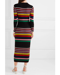 Paper London Striped Ribbed Wool Midi Dress