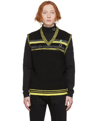 Black Horizontal Striped Sweater Vest