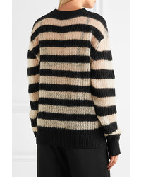 MCQ Alexander Ueen Striped Wool Blend Sweater Black