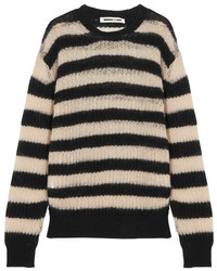 MCQ Alexander Ueen Striped Wool Blend Sweater Black