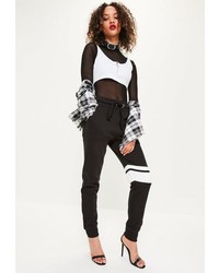 Missguided Black Contrast Thigh Stripe Detail Joggers