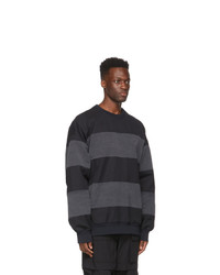 Juun.J Black And Grey Denim Stripe Mixed Sweatshirt