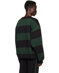 Dries Van Noten Black Green Striped Sweatshirt