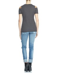 1 STATE 1state Stripe Cold Shoulder Tee
